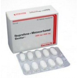 Ibuprofeno+ Metocarbamol 200 mg + 500 mg (ENVIOS REGIONALES Y NACIONAL) Caja* 30 Tabletas Recubiertas – Genfar