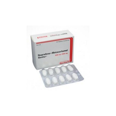 Ibuprofeno+ Metocarbamol 200 mg + 500 mg (ENVIOS REGIONALES Y NACIONAL) Caja* 30 Tabletas Recubiertas – Genfar