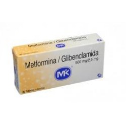 Metformina / Glibenclamida 500 mg / 2.5 mg (ENVIOS REGIONALES Y NACIONAL) Caja*30 Tabletas Cubiertas - Tecnoquímicas