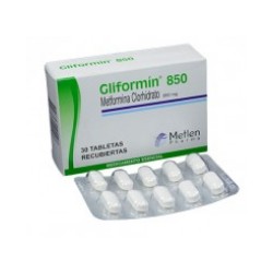Gliformín 850 mg Tabletas Recubiertas Metlen Pharma (Envíos Regionales y Nacionales) caja*30 unidades