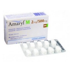 Amaryl M 2 mg / 500 mg (FARMACUNDINAMARCA) Caja*30 Comprimidos Recubiertos Sanofi Aventis