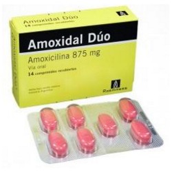 Amoxidal Dúo 875 mg (FARMACUNDINAMARCA) Caja*14 Comprimidos Recubiertos Roemmers