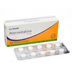 Atorvastatina 20 mg (FARMACUNDINAMARCA) Caja *10 Tabletas Recubiertas La Santé