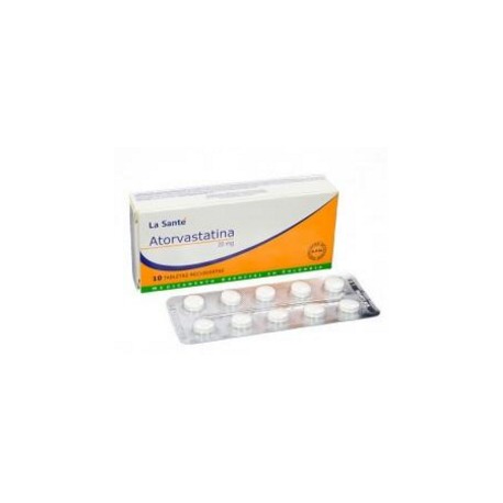 Atorvastatina 20 mg (FARMACUNDINAMARCA) Caja *10 Tabletas Recubiertas La Santé