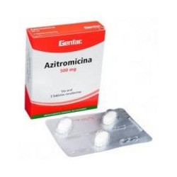 Azitromicina 500 mg (FARMACUNDINAMARCA) Caja *3 Tabletas Recubiertas Genfar