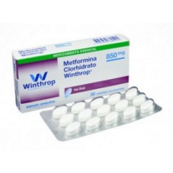 Metformina Clorhidrato 850 mg (FARMACUNDINAMARCA) Caja*30 Tabletas Recubiertas_Winthrop Pharmaceuticals