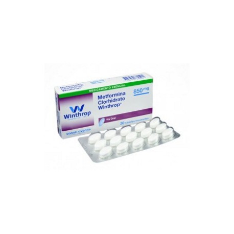 Metformina Clorhidrato 850 mg (FARMACUNDINAMARCA) Caja*30 Tabletas Recubiertas_Winthrop Pharmaceuticals