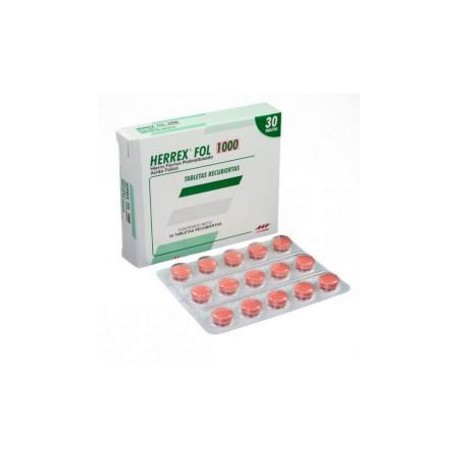 Herrex Fol 1000 (FARMACUNDINAMARCA) Caja *30 Tabletas Recubiertas_Farma De Colombia